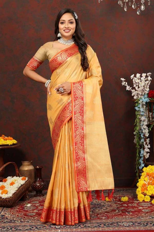 Pure Cotton Silk Saree with Intricate Zari Weaving and Tassel Detail Design Saree  in Surat