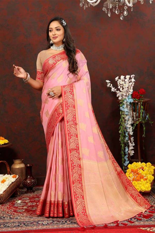 Pure Cotton Silk Saree with Intricate Zari Weaving and Tassel Detail Design Saree  in Surat