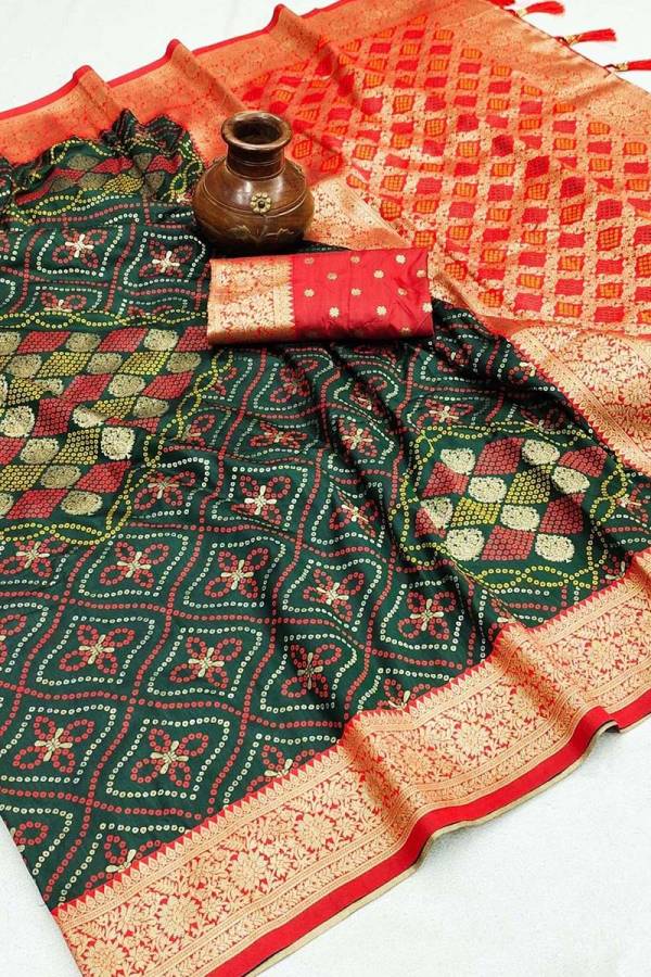 Pure Silk Bandhani Patola Saree with Intricate Zari Weaving Design saree  in Surat