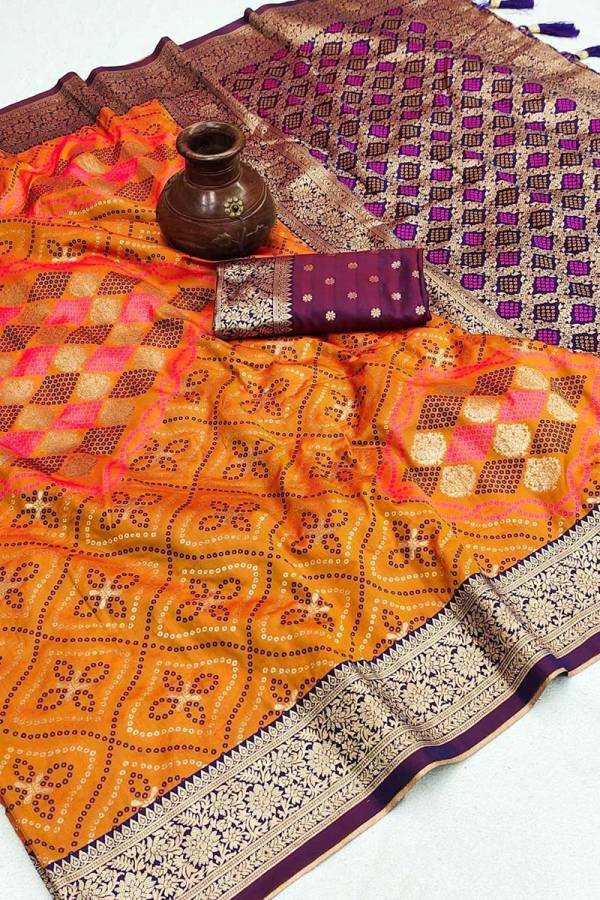 Pure Silk Bandhani Patola Saree with Intricate Zari Weaving Design saree  in Surat