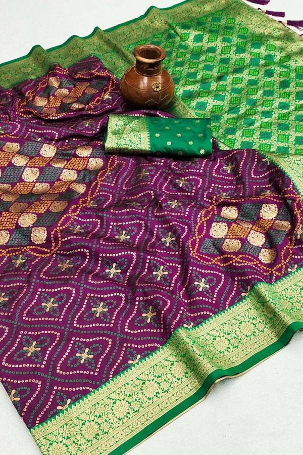Pure Silk Bandhani Patola Saree with Intricate Zari Weaving Design saree  in Surat