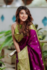 Purple Banarasi Soft Silk Saree with Contrast Mehendi Green Zari Border and Pallu  in Surat