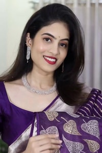 Purple Banarasi Soft Silk Saree with Silver Zari Stripes and Peepal Leaf Motif Pallu  in Surat