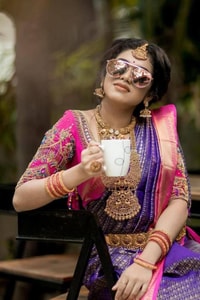 Purple and Pink Checked Banarasi Soft Silk Saree with Zari Border and Lustrous Finish  in Surat