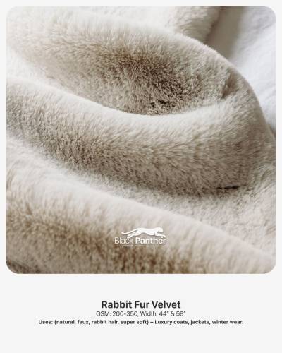 Rabbit Fur Velvet Fabric GSM 200 to 350 Width 44 and 58 Inch for Luxury Coats Jackets Winter Wear in Surat