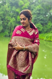 Rani Magenta Banarasi Soft Silk Saree with Gold Zari Paisley Buttas and Rich Zari Pallu  in Surat