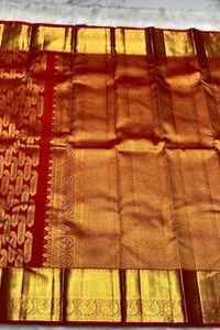 Red Banarasi Soft Silk Saree with Large Gold Zari Paisleys and Shimmering Tissue Pallu  in Surat