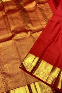 Red Banarasi Soft Silk Saree with Large Gold Zari Paisleys and Shimmering Tissue Pallu  in Surat