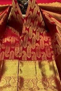 Red Banarasi Soft Silk Saree with Large Gold Zari Paisleys and Shimmering Tissue Pallu  in Surat video 1