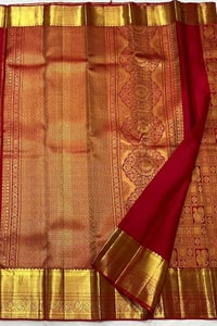 Red Bridal Banarasi Soft Silk Saree with All-Over Gold Zari Brocade and Heavy Pallu  in Surat