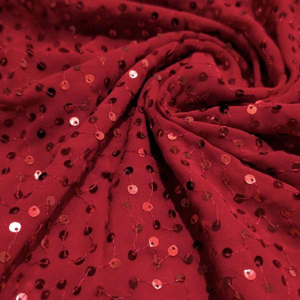Red Sequence Georgette Fabric 2.50 Meter  in Surat