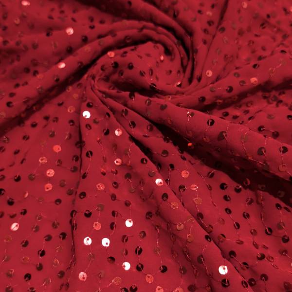 Red Sequence Georgette Fabric 3 Meter  in Surat