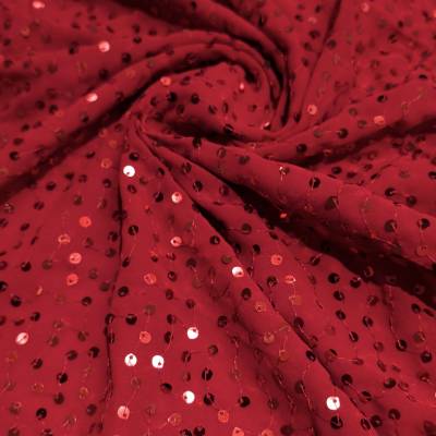 Red Sequence Georgette Fabric 3 Meter in Surat