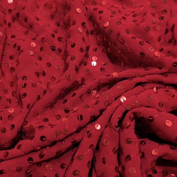 Red Sequence Georgette Fabric 5.50 Meter  in Surat