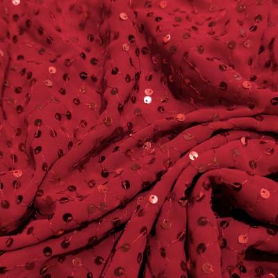 Red Sequence Georgette Fabric 5.50 Meter in Surat