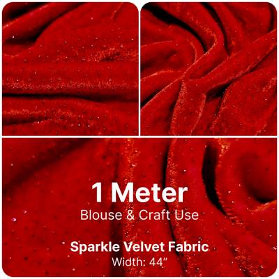 Red Sparkle Velvet Fabric 1 Meter Manufacturers in Supaul
