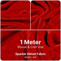 Red Sparkle Velvet Fabric 1 Meter  in Surat