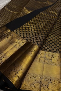 Red and Black Banarasi Soft Silk Saree with Gold Zari Buti Brocade and Rich Border  in Surat