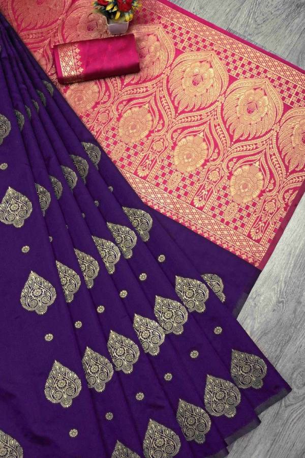 Regal Banarasi Silk Saree with Gold Zari Weaving Butta  in Surat