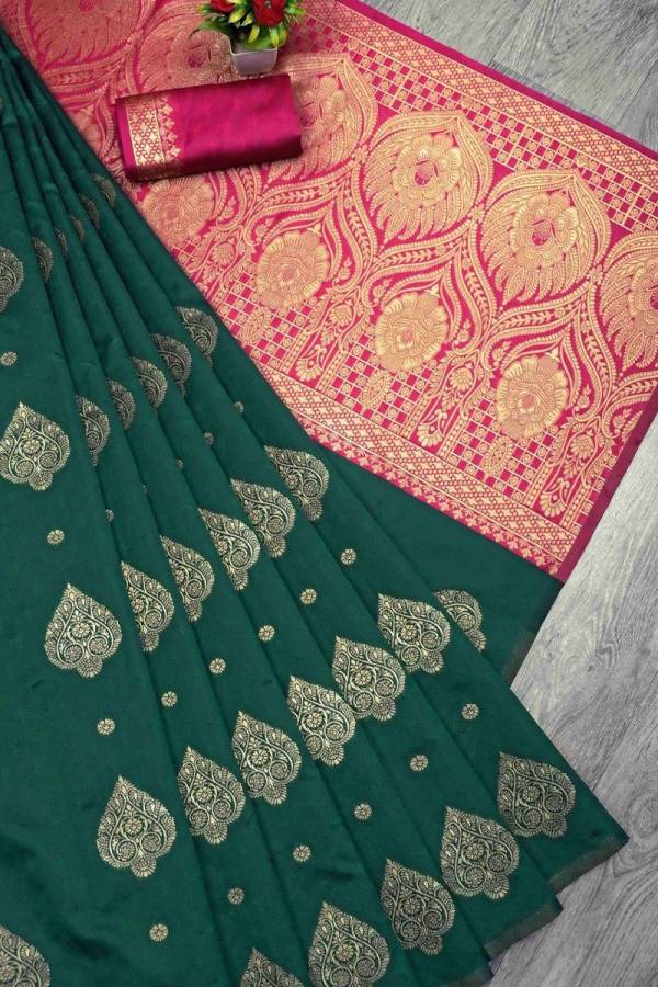 Regal Banarasi Silk Saree with Gold Zari Weaving Butta  in Surat