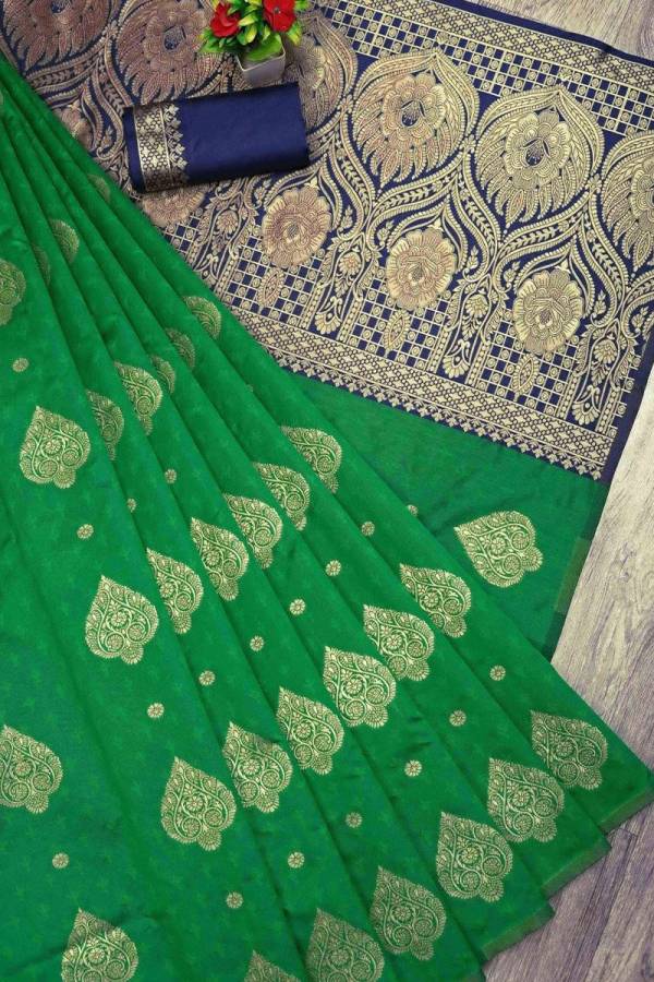 Regal Banarasi Silk Saree with Gold Zari Weaving Butta  in Surat