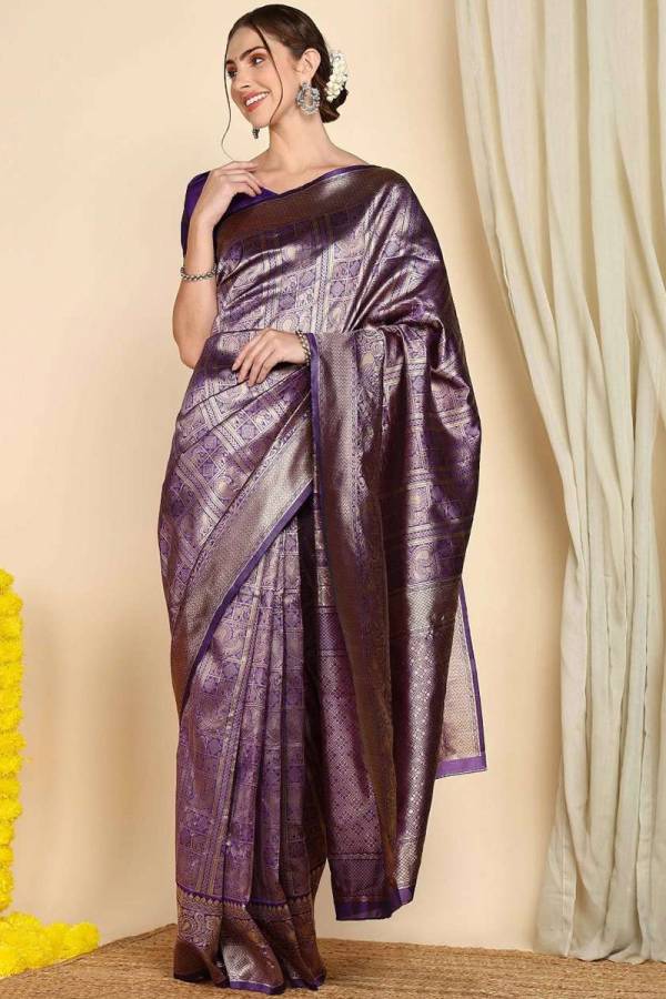 Regal Golden Banarasi Saree with Intricate Floral Motifs  in Surat