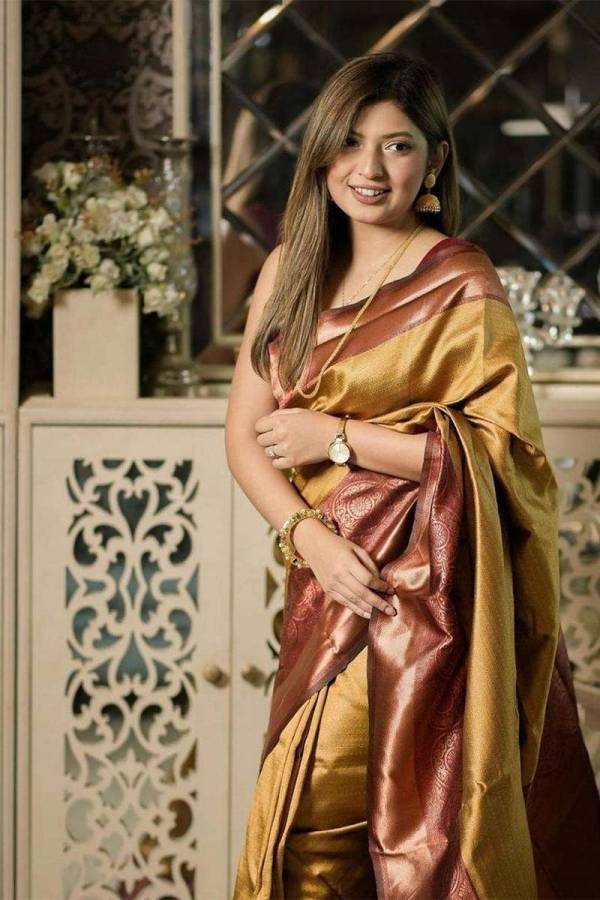 Rich Pallu Saree with All Over Golden Zari Weaving Design  in Surat