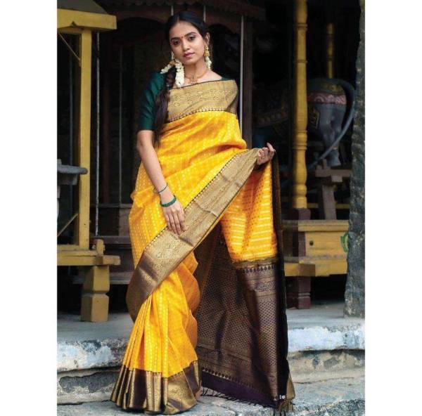 Rich Pallu Saree with Intricate Zari Weaving and Heavy Border for Wedding Wear  in Surat