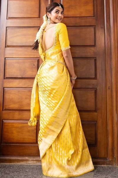 Rich Pallu and Heavy Golden Zari Weaving on an Elegant Allover Flower Design in Surat