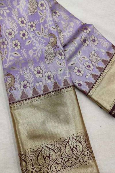Rich Pallu and Traditional Sarees Heavy Golden Zari Weaving on an Elegant Allover Flower Design in Surat