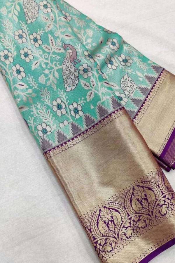 Rich Pallu and Traditional Sarees Heavy Golden Zari Weaving on an Elegant Allover Flower Design  in Surat