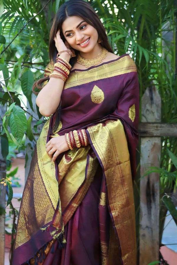 Rich Pallu with All Over Golden Zari Weaving Flower Design Saree  in Surat