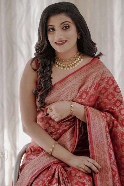 Rich Pallu with All Over Golden Zari Weaving Flower Design Saree in Surat