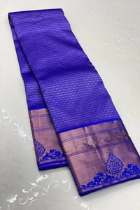 Royal Blue Banarasi Soft Silk Saree with Copper Zari Paisley Border and Kanjivaram-Style Pallu  in Surat