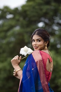 Royal Blue Soft Cotton Saree with Coral Pink Jacquard Border and Striped Pallu  in Surat