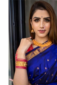 Royal Blue Soft Lichi Silk Saree with Paithani-Style Yellow Pallu and Zari Medallion Border  in Surat
