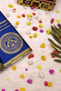Royal Blue Soft Lichi Silk Saree with Paithani-Style Yellow Pallu and Zari Medallion Border  in Surat