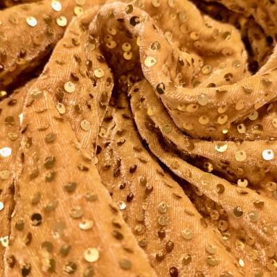 Royal Mustard Gold Sequin Velvet Fabric 7.05 Meter Manufacturers in Dhekiajuli