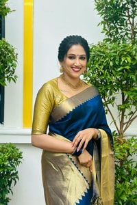 Royal Navy Banarasi Soft Silk Saree with Shimmering Gold Tissue Pallu and Gold Border  in Surat