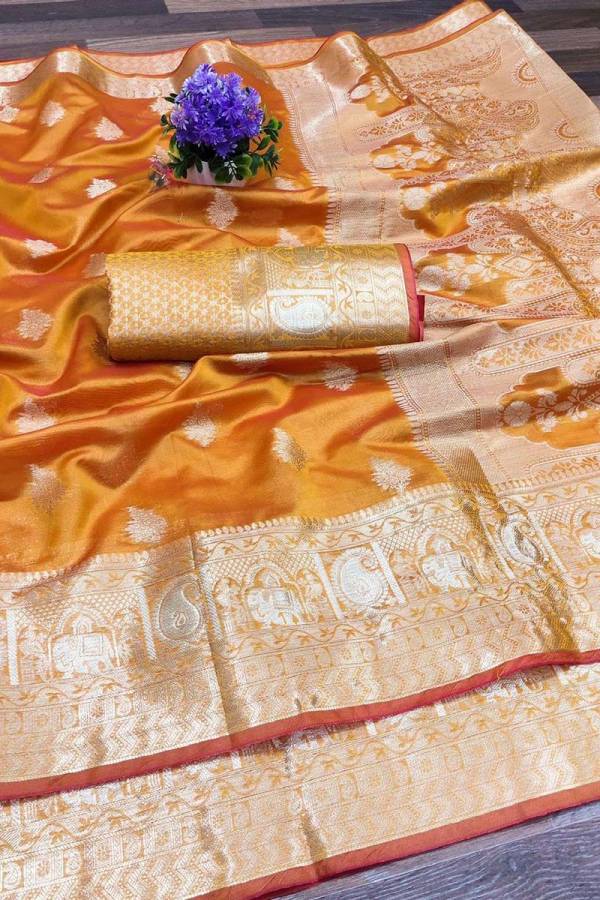 Royal Splendor Soft Organza Silk Saree with Pure Zari Weaving and Flower Silk Desing Saree  in Surat