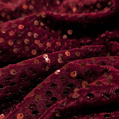 Royal Wine Velvet Sequin Fabric 7.65 Meter in Surat