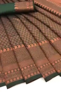 Rust Brown Banarasi Soft Silk Saree with Copper Zari Weaving and Woven Check Border  in Surat video 1