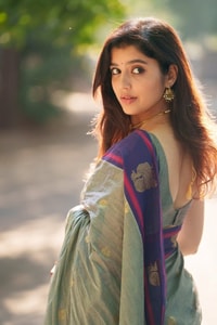 Sage Green Saree with Purple Contrast Border, Zari Butis and Tasselled Pallu  in Surat