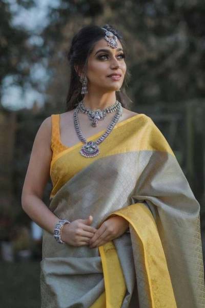 Saree with Golden Rich Pallu and Allover Box Design in Surat