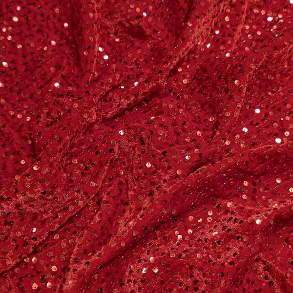 Scarlet Red Velvet Sequin Fabric 2 Meter  in Surat