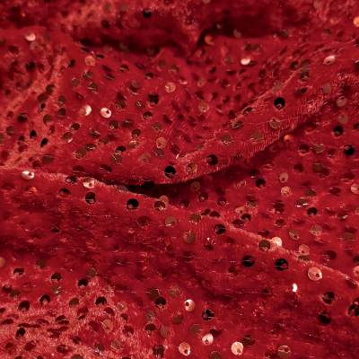 Scarlet Red Velvet Sequin Fabric 2 Meter in Surat