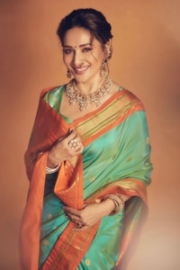 Sea Green Soft Lichi Silk Saree with Orange Border and Meenakari Peacock Paithani-Style Pallu  in Surat