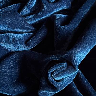 Signature Midnight Blue Velvet Apparel Fabric 7.25  Meter (5XL) in Surat