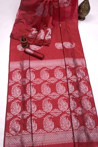 Silver Blossom A Rich Pallu Saree with Allover Floral Design and Zari Weaving in Surat