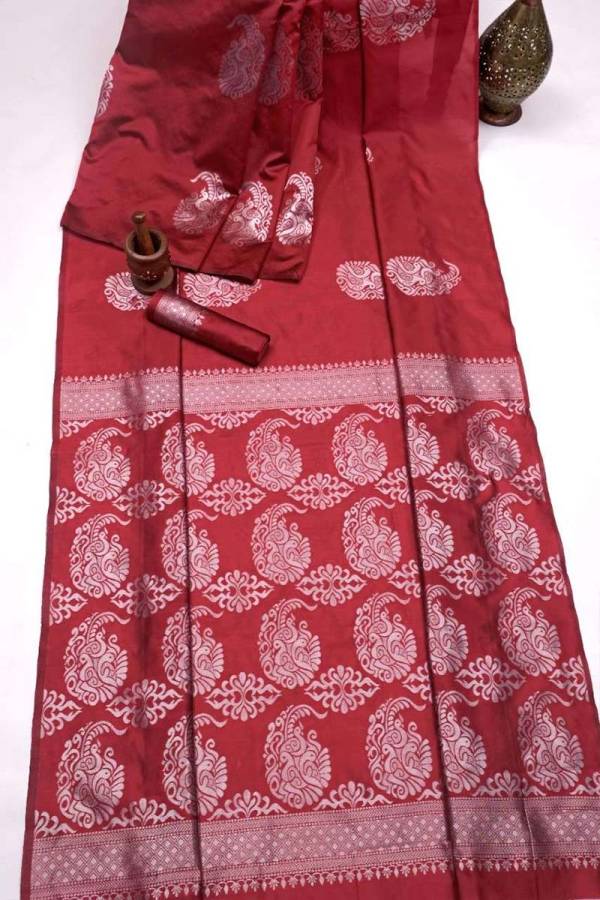 Silver Blossom A Rich Pallu Saree with Allover Floral Design and Zari Weaving  in Surat